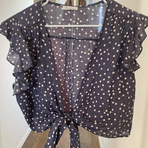 Polka Dot Tie Front Blouse